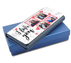 Portafoglio donna in pelle colorato I love you collage