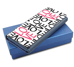 Portafoglio donna in pelle colorato Love words