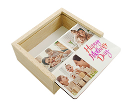 Scatola portaoggetti in legno con grafica Collage Festa della Mamma
