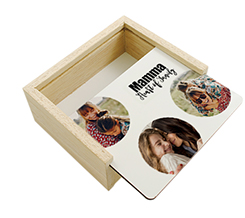 Scatola portaoggetti in legno con foto e grafica Mamma Cuore della Famiglia