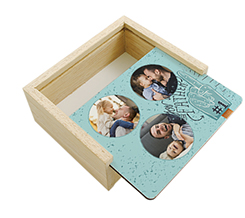 Scatola portaoggetti in legno collage di foto e grafica My Father