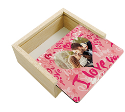 Scatola portaoggetti in legno con Foto a Cuore
