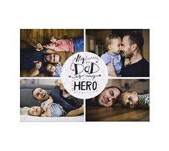 Puzzle A3 collage di 4 foto e grafica Dad is my hero