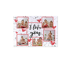 Puzzle formato A4 collage 4 riquadri e scritta I love you