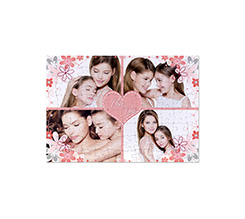 Puzzle formato A4 con 4 riquadri e cuore rosa