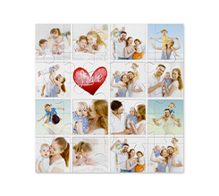 Puzzle quadrato in legno 15 riquadri con cuore