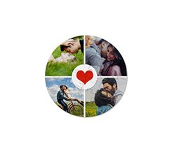 Puzzle rotondo in legno con collage 4 riquadri