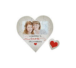 Puzzle a cuore in legno Heart of family