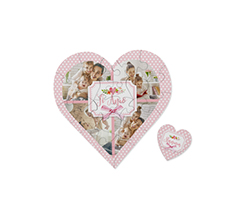 Puzzle a cuore in legno Nastro rosa