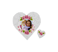 Puzzle a cuore in legno Rose e pois
