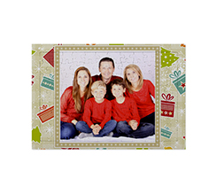 Puzzle con cornice formato A4 con foto famiglia e grafica di natale