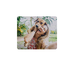 Puzzle rettangolare con cornice personalizzato con foto ragazza con cane