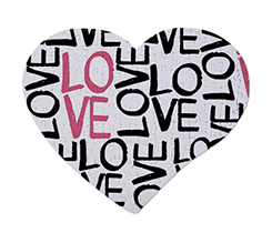 Foto puzzle cuore con scritte Love nere e rosa