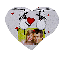 Puzzle personalizzato con foto e grafica pecorelle e cuori