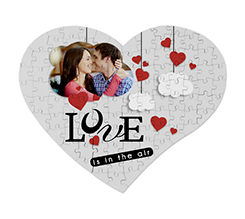 Puzzle cuore in legno A3 con grafica romantica