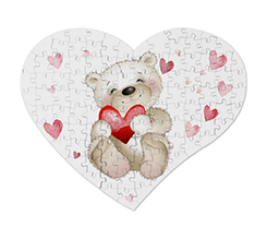 Puzzle Cuore in Legno A3 con grafica orsetto