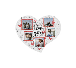 Puzzle cuore A4 in legno collage 5 riquadri I love you