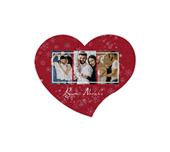 Puzzle cuore A4 in legno collage 3 riquadri buon natale
