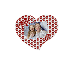 Puzzle cuore in legno con palline rosse