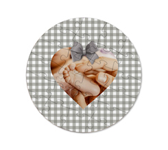 Puzzle rotondo in legno con grafica shabby chic