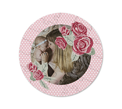 Puzzle rotondo in legno con grafica rose rosse