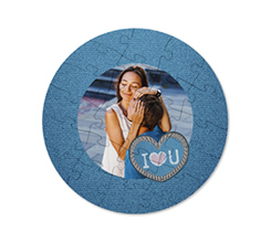 Puzzle a cerchio in legno grafica jeans