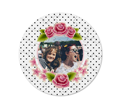 Puzzle rotondo in legno con grafica rosa