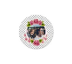 Puzzle rotondo in legno con grafica rosa