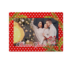 Puzzle in tessuto con foto e grafica bacche rosse per natale