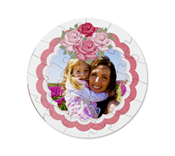 Puzzle a cerchio in legno grafica rose