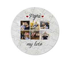 Puzzle legno rotondo Dad hero