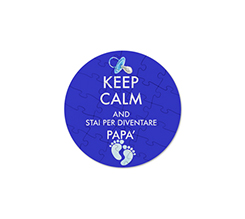 Puzzle rotondo in legno con grafica keep calm dad
