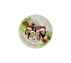 Puzzle rotondo in masonite con pigne