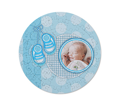 puzzle tondo con foto e grafica per nascita bimbo