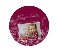 Puzzle dalla forma rotonda personalizzato con foto e grafica natalizia