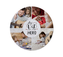 Foto puzzle rotondo con grafica collage per il papà