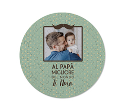 Puzzle rotondo con grafica con pois e baffi per il papà