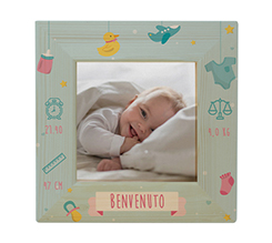 Quadretto legno grafica nascita benvenutoQuadretto legno con stampa fotografica e grafica nascita benvenuto