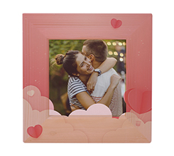 Quadretto Legno con stampa fotografica e grafica Nuvole e Cuori