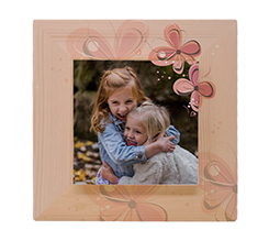 Quadretto legno tela con foto e grafica floreale