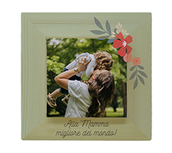 Quadretto legno e tela per la festa della mamma con foto e dedica