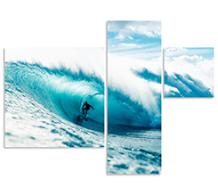 immagine di un uomo che fa surf suddivisa in 3 pannelli asimmetrici