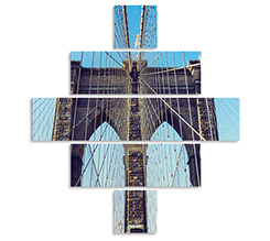 Immagine scomposta in 5 sezioni orizzontali stampata su pannelli