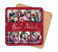 Sottobicchiere in legno quadrato Red Christmas