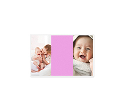 Biglietti auguri con 2 foto e fascia rosa per scrivere dedica