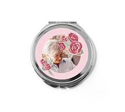 Lo specchietto tondo personalizzato con foto e con piccole rose