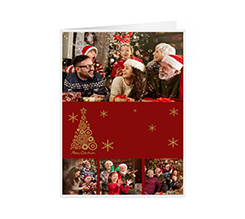 Card natalizia con grafica collage 4 riquadri