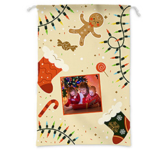 Sacco Babbo natale grafica luci colorate con foto