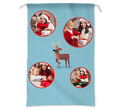 Sacco Natalizio con foto collage e grafica renna