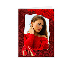 Biglietto a 2 ante personalizzato con grafica scarpe donna